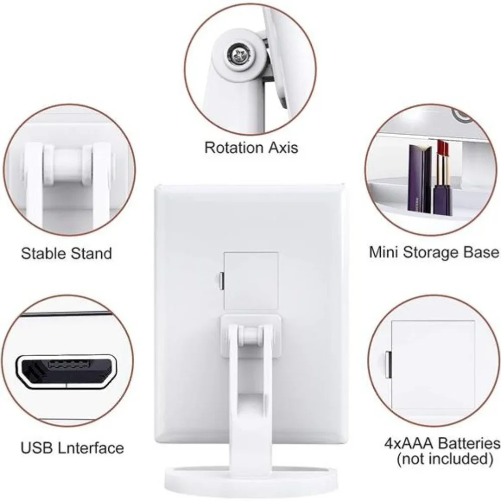 Vanity Mirror with Lights, 1x 2X 3X Magnification, Lighted Makeup Mirror, White